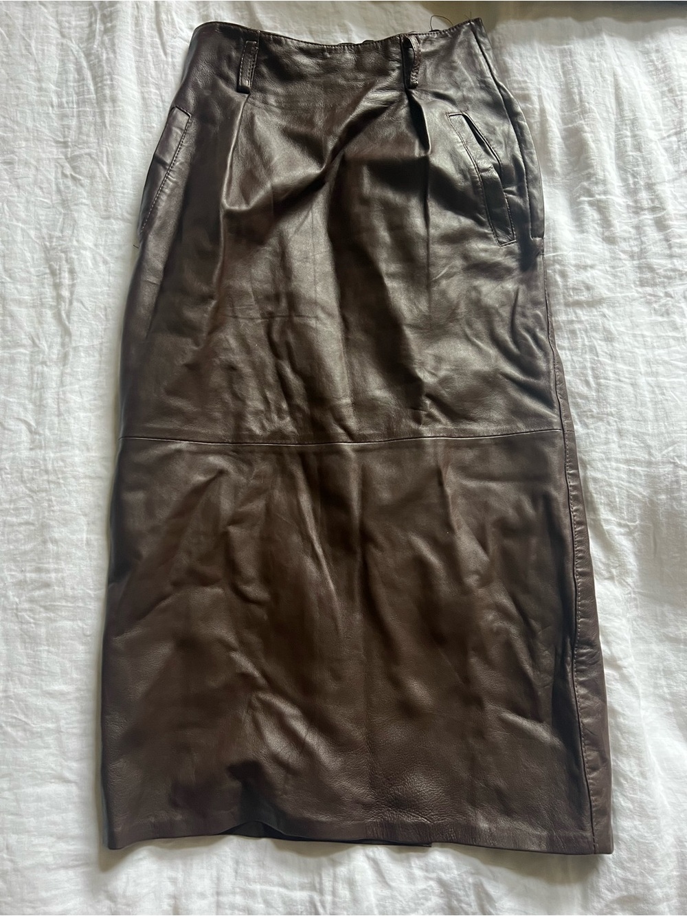 Bagatelle Brown Leather Midi Skirt Size 4